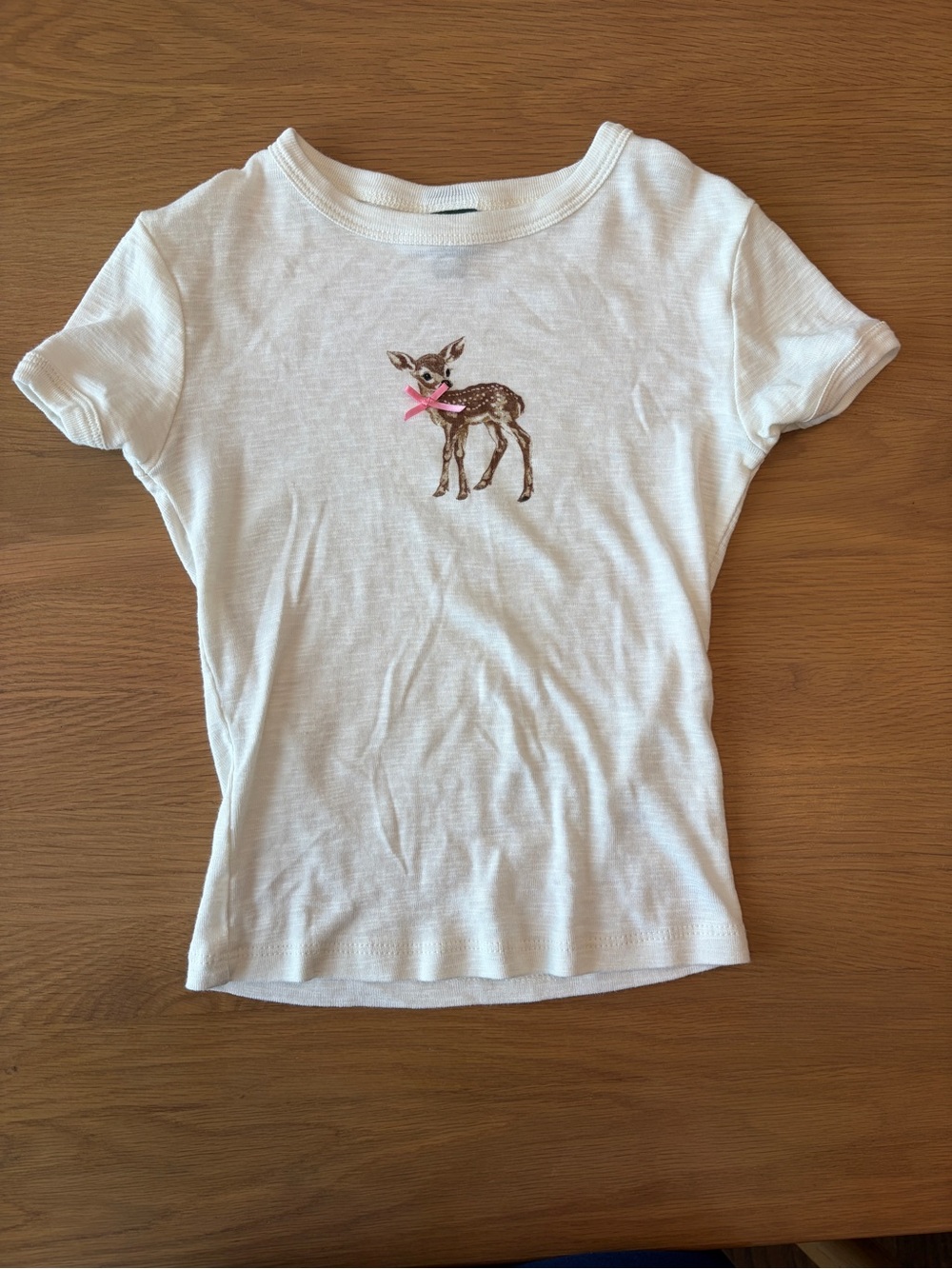 wild fable White Tee with Brown Deer and Pink Bow